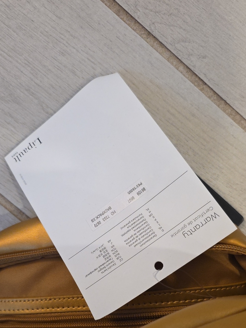 Lipault Paris Miss Plume XS backpack features a distinct metallic Gold - Picture 3 of 5